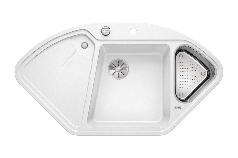 Фото Гранитная мойка Blanсo DELTA II SILGRANIT PuraDur белый с кл.-авт. InFino