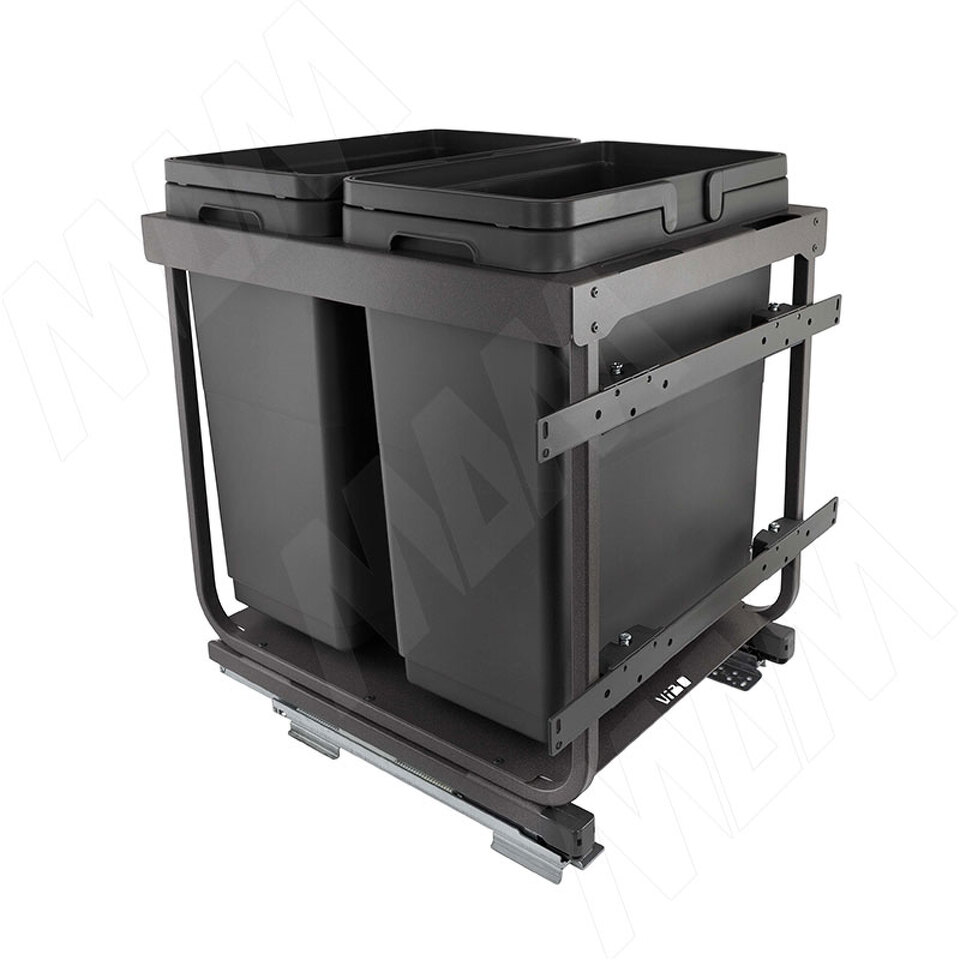 Фото Vibo KOMBI 2.0 M50W Система сортировки и хранения, 2 емкости (30л+30л), креп. фасада, полн.выдв., плавн.закр., направл. Nova Pro, без крышек. (KOMBI2GME502SCGM)