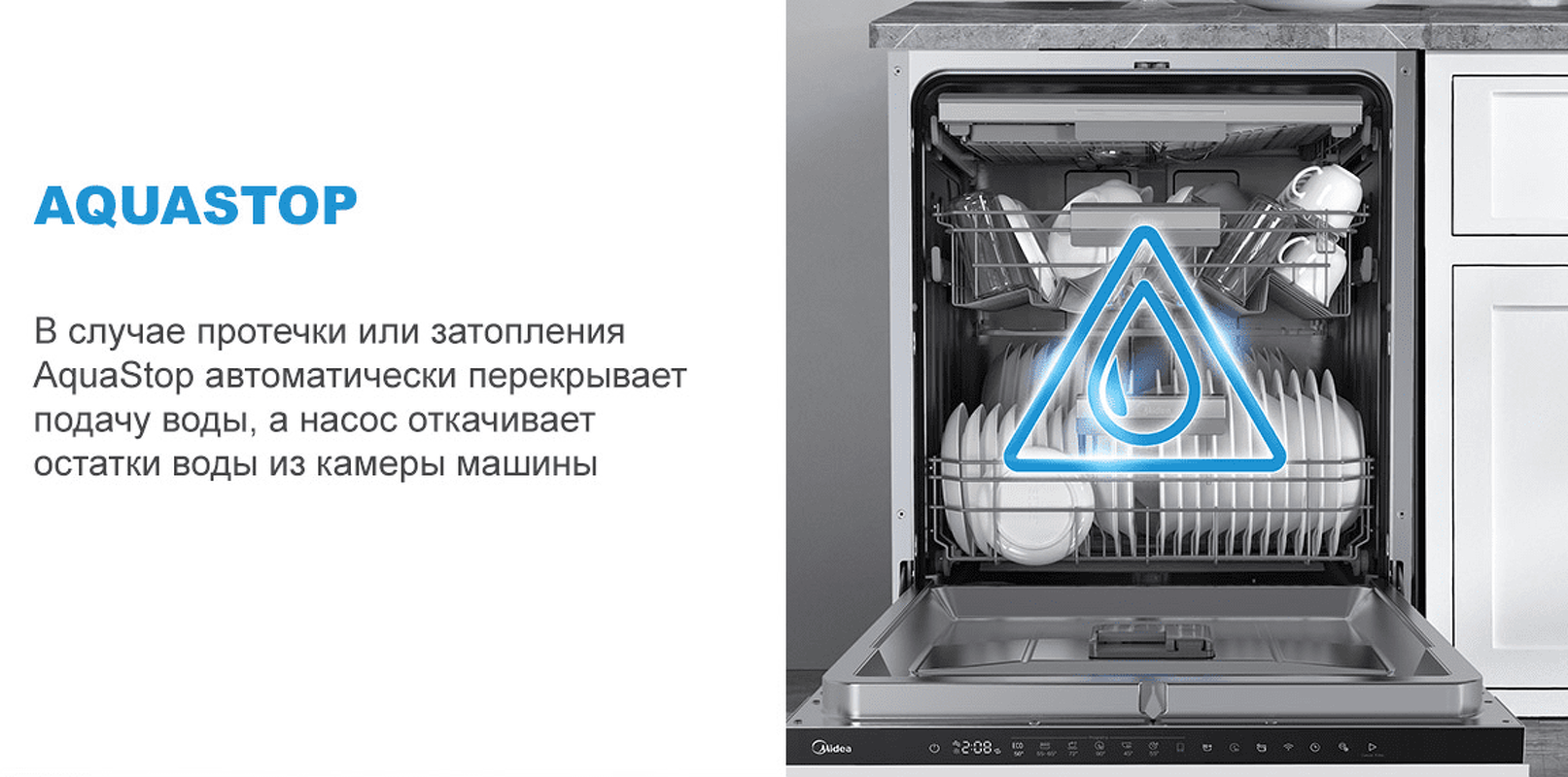 Преимущества Посудомоечная машина 60см встраиваемая Midea MID60S140i