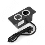 Превью картинка PULSE ДЕСК Открытый блок розеток,  188*80 мм, 1 розетка, 1 USB, 1 USB Type-C, быстрая зарядка, черный, DESK (DS-S-1S1A1C-F-BL) #1