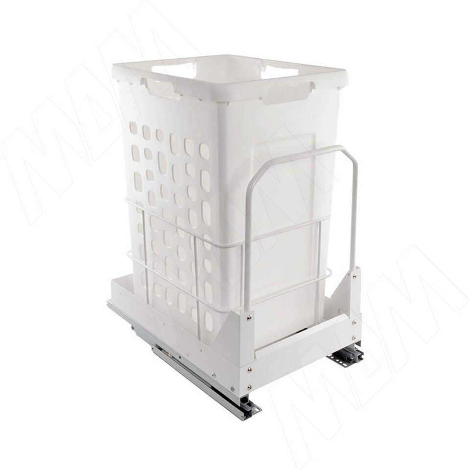 Фото PULSE HAMPER LW40 Корзина для белья выдвижная, 1 емкость (48л), напр.полн.выдв., плавн.закр., цвет белый (LHW401-48WT)