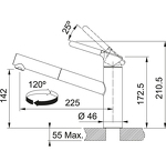 Превью картинка Смеситель для кухни Franke Orbit с выдвижным шлангом хром/миндаль #2