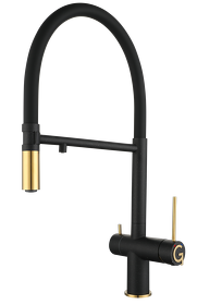 Картинка Rivelato Adria U-обр. гибкий излив с краном питьевой воды D-35мм nero/oro