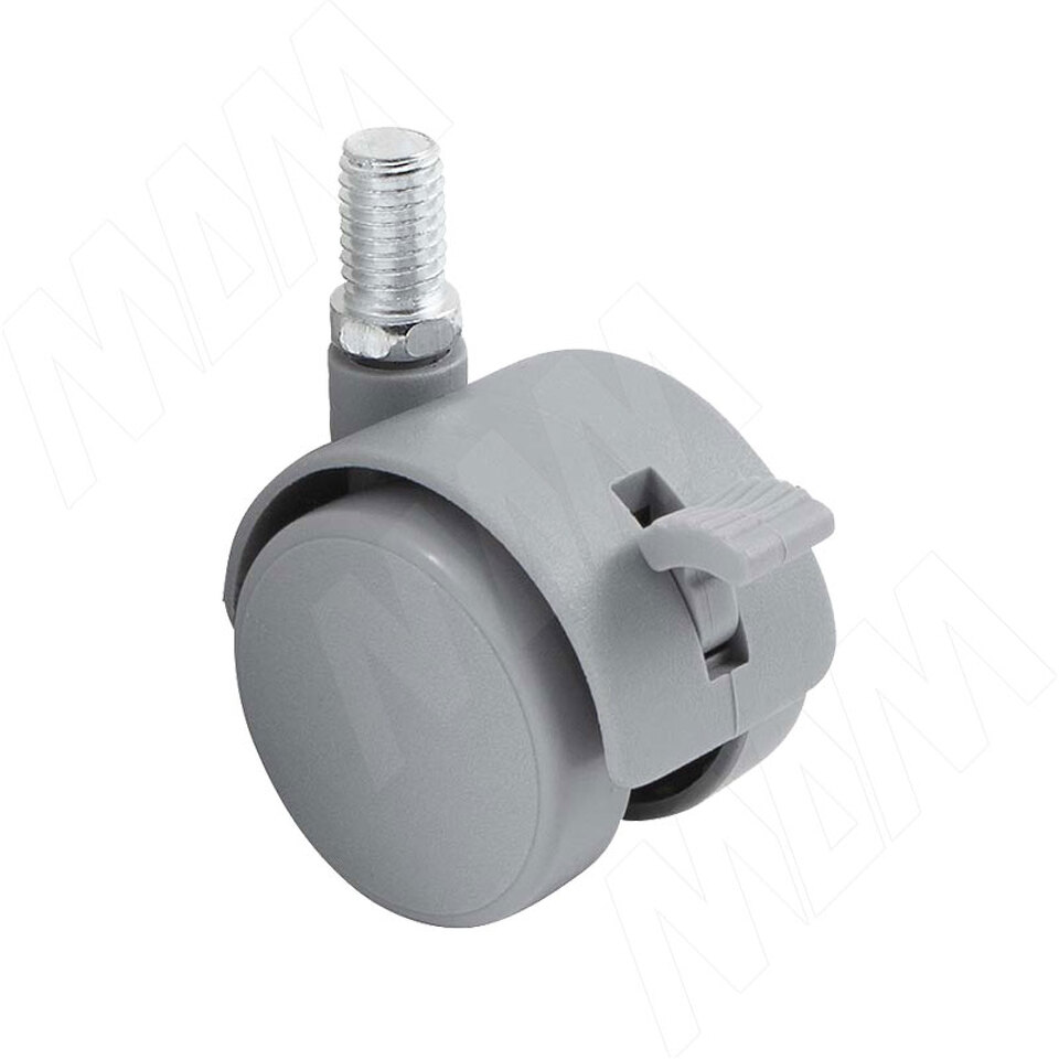 Фото PULSE Опора двухколесная с винтом M8, D40 мм, со стопором, серая (OK-40/2-CT/GR),  Мебельное колесо