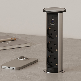 Картинка Duslar Розетка TRINA, врезная, алюминий/черный