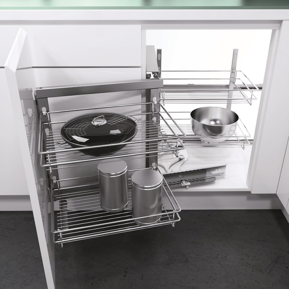 Фото Vauth-Sagel Волшебный уголок CLASSIC, выдвижной фасад 450-600 мм, левый, хром