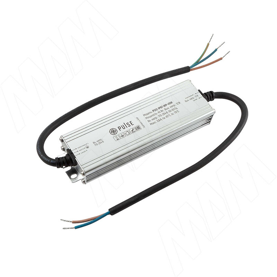 Фото PULSE ВОТЭРПРУФ Блок питания AC-230/DC-12V, IP67, 45W, WATERPROOF (PS12-IP67-WP-45W)