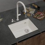 Превью картинка Гранитная мойка Rivelato LINO 554-R 1-чаш 550*440 Белый 101 #3