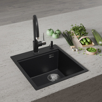 Превью картинка Гранитная мойка Rivelato TESORO 455-R 1-чаш 450*510 Антрацит 501 #3