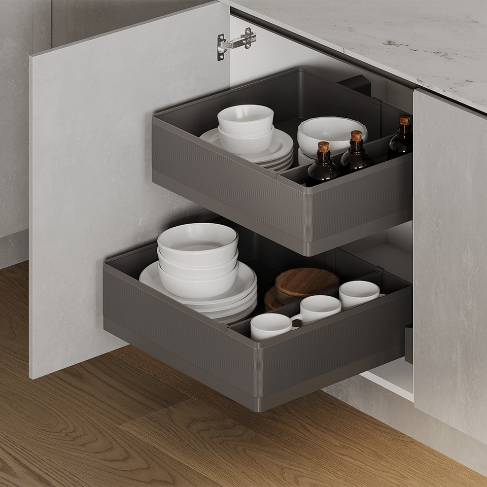 Фото Duslar Корзина TITAN, 2 шт., распашной фасад 600 мм, высота 154.5 мм, антрацит