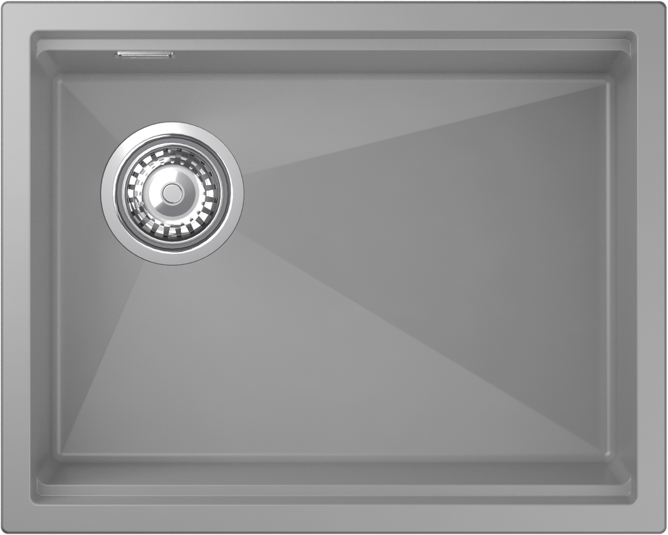 Фото Гранитная мойка Rivelato LINO 554-L 1-чаш 550*440 grigio metallizzato