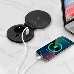 Превью картинка PULSE ФЛИП Блок розеток с откидной крышкой,  d=105 мм, 1 розетка, 1 USB, 1 USB Type-C,  быстрая зарядка, беспроводная зарядка, черный, FLIP (FU-80-1S1A1C-FWH-BL) #5