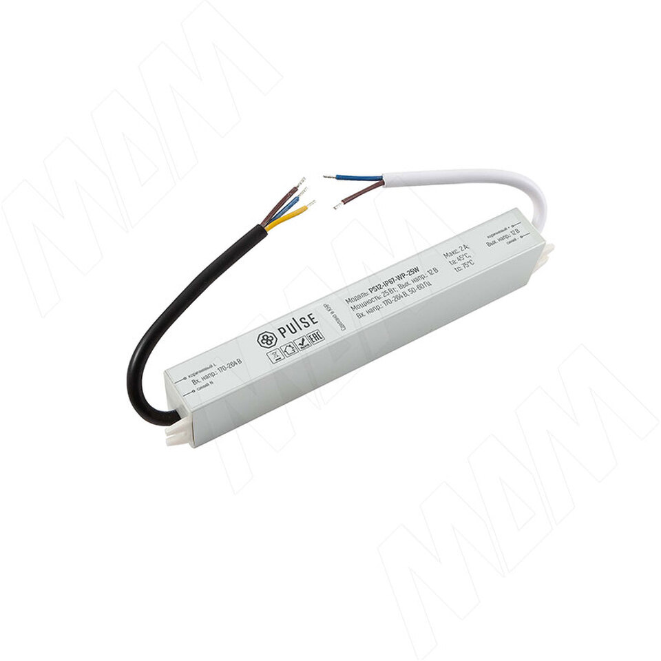 Фото PULSE ВОТЭРПРУФ Блок питания AC-230/DC-12V, IP67, 25W, WATERPROOF (PS12-IP67-WP-25W)
