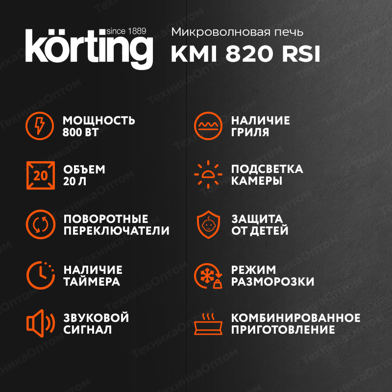 Преимущества Печь микроволновая встраиваемая Körting KMI 820 RSI